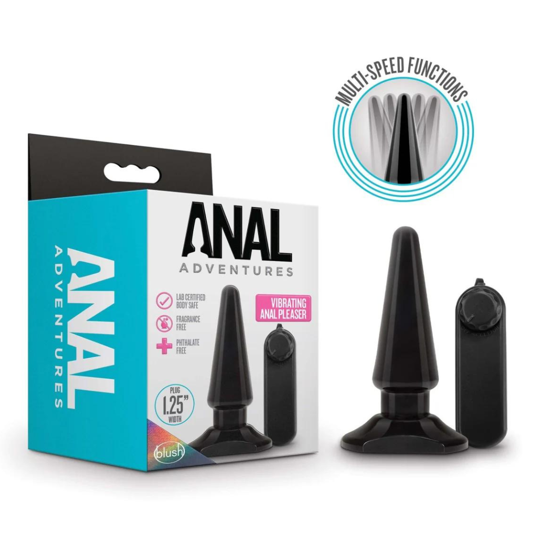 Anal Adventures By Blush® | Basic Pleaser Black 4-Inch Vibrating Anal Plug