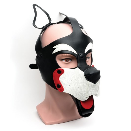 665 Playful Pup Hood - O/S Black/White/Red