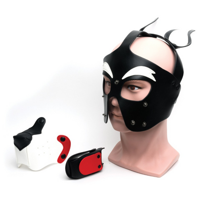 665 Playful Pup Hood - O/S Black/White/Red