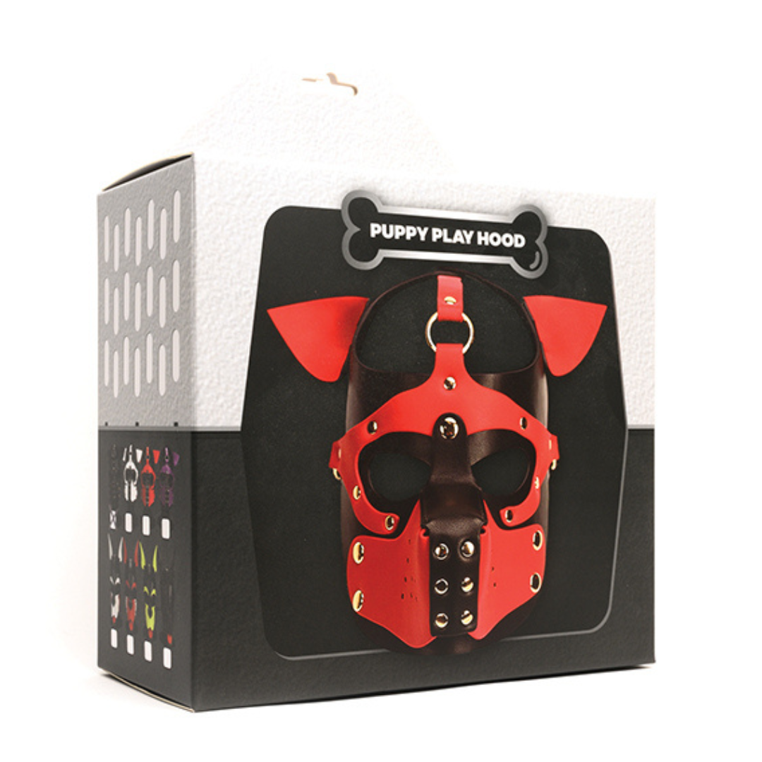 665 Playful Pup Hood - O/S Black/White/Red