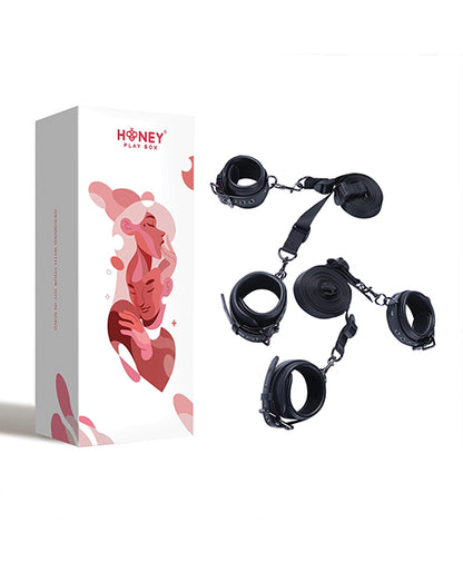 Honey Play Box | Kinky Play Box Luxury Bondage Bed Restraint Kit - Black