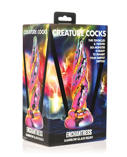 Creature Cocks | Enchantress Rainbow Glass Dildo for Beginners, Men, Women, & Couples