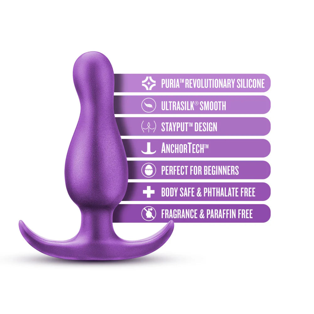 Anal Adventures Matrix By Blush® | The Quantum Plug: 3.5 inch Curved P Spot Butt Plug in Galactic Purple | With Stayput™ Technology & AnchorTech™ Base