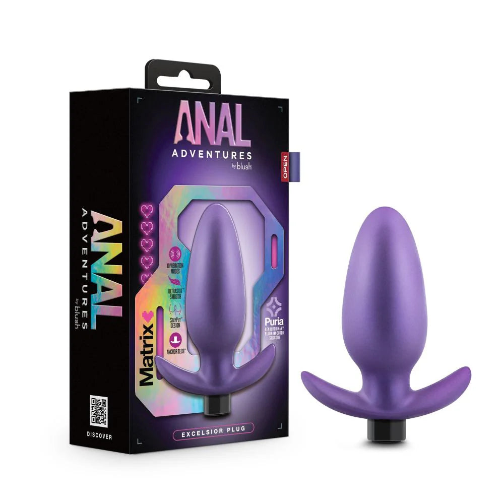 Anal Adventures Matrix By Blush® | Excelsior Plug: Tapered Tip Widens For Filling Sensations in Astro Violet | With Stayput™ Technology & AnchorTech™ Base