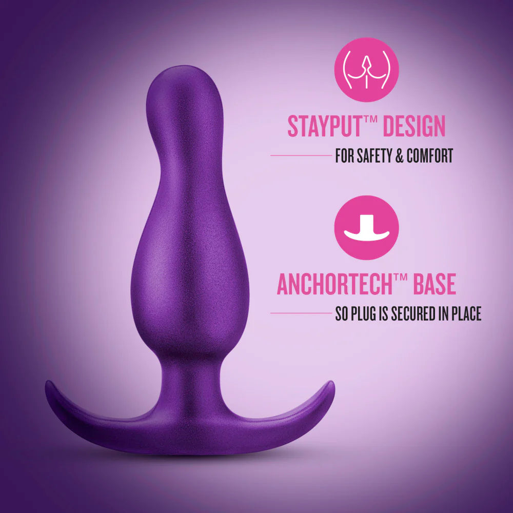 Anal Adventures Matrix By Blush® | The Quantum Plug: 3.5 inch Curved P Spot Butt Plug in Galactic Purple | With Stayput™ Technology & AnchorTech™ Base