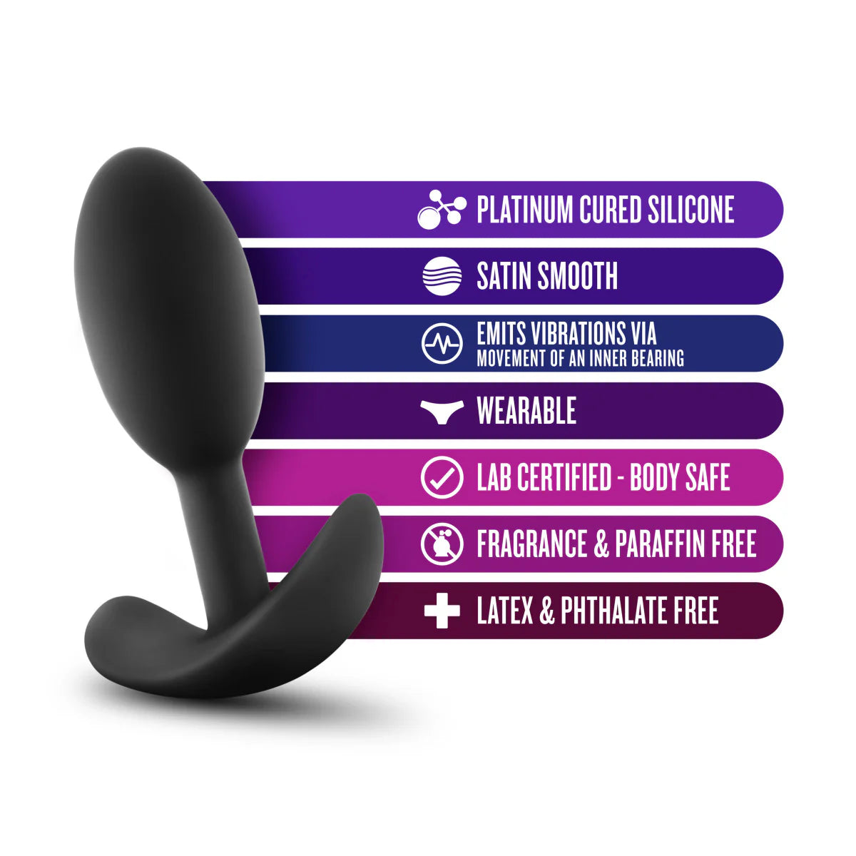 Anal Adventures Platinum By Blush® | Vibra Slim Black 3.5-Inch Anal Plug