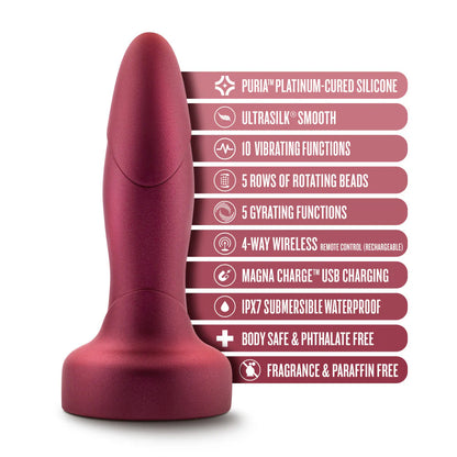 Anal Adventures Matrix By Blush® | Atomic Plug: Tapered Tip With Gyrating Shaft & Rotating Rimmer in Martian Wine | Made from Pure Puria™ Silicone & IPX7 Waterproof