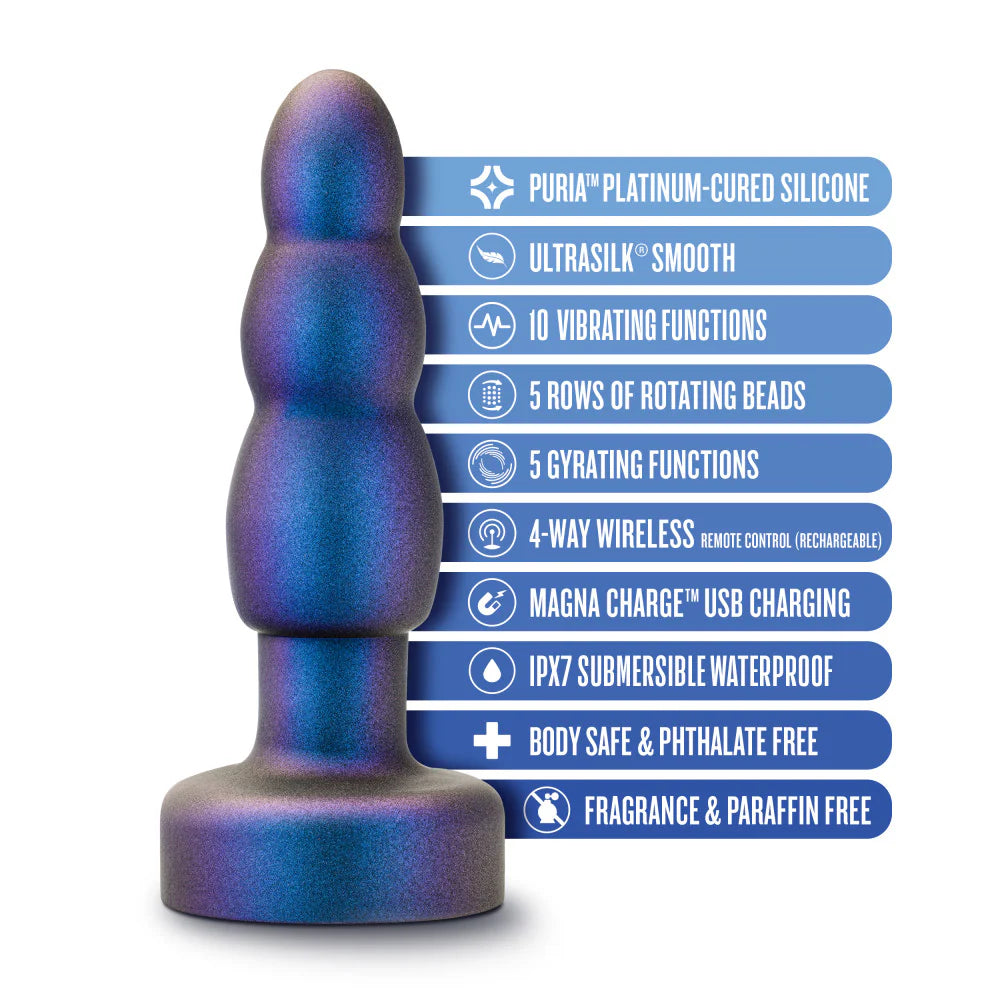 Anal Adventures Matrix By Blush® | Kinetik Plug: Progressing Size With Gyrating Shaft & Rotating Rimmer in Space Age Blue | Made from Pure Puria™ Silicone & IPX7 Waterproof