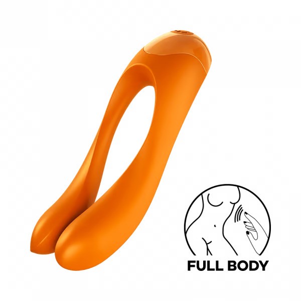 Satisfyer Candy Cane Finger Vibrator (Black/ Orange)