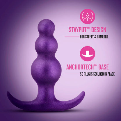 Anal Adventures Matrix By Blush® | The Supernova Plug: 3 inch Beaded Butt Plug in Galactic Purple | With Stayput™ Technology & AnchorTech™ Base